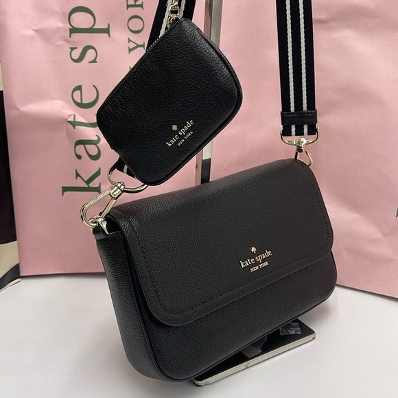 KATE SPADE Rosie Pebble Leather Small Flap Crossbody Black NWT - Picture 14 of 16